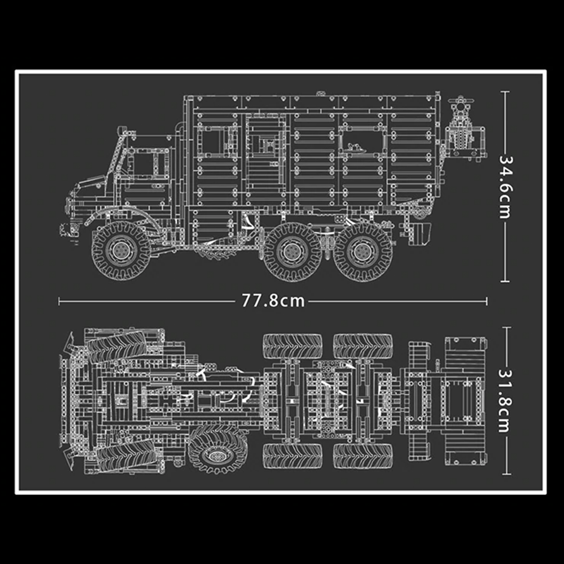 Remote Controlled 6 Wheeled Unimog 6689pcs